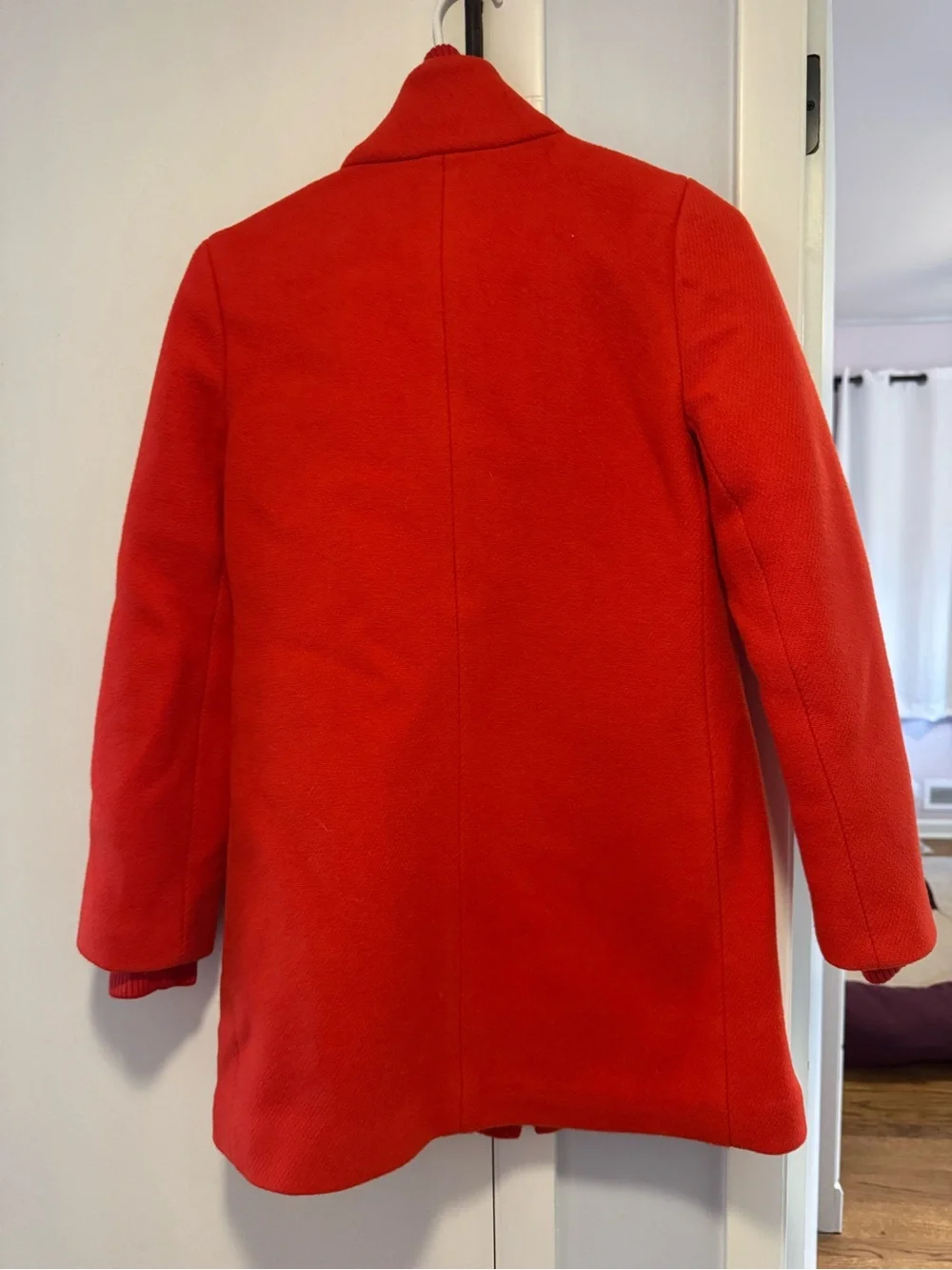 J. Crew Women's Bright Red Zip-Front Pea Coat - Picture 4 of 4